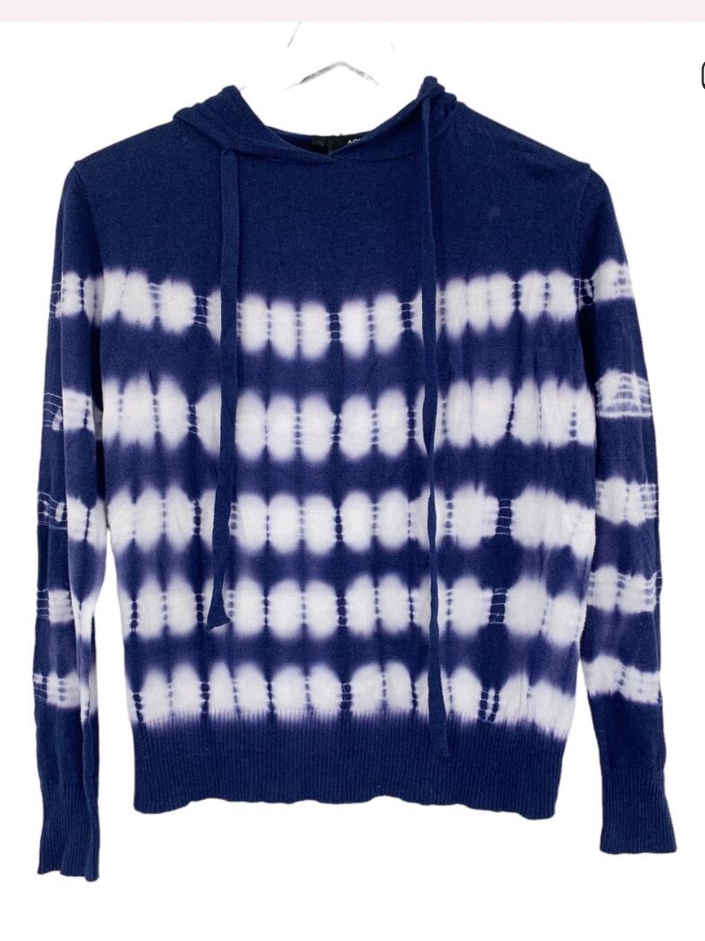 Aqua Brand Navy and White Tie-Dye Hooded Pullover